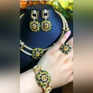 ONE DAY SALE!! 14KT Gold Plated Luxury Citrine, Emerald & Sapphire Custom Set!